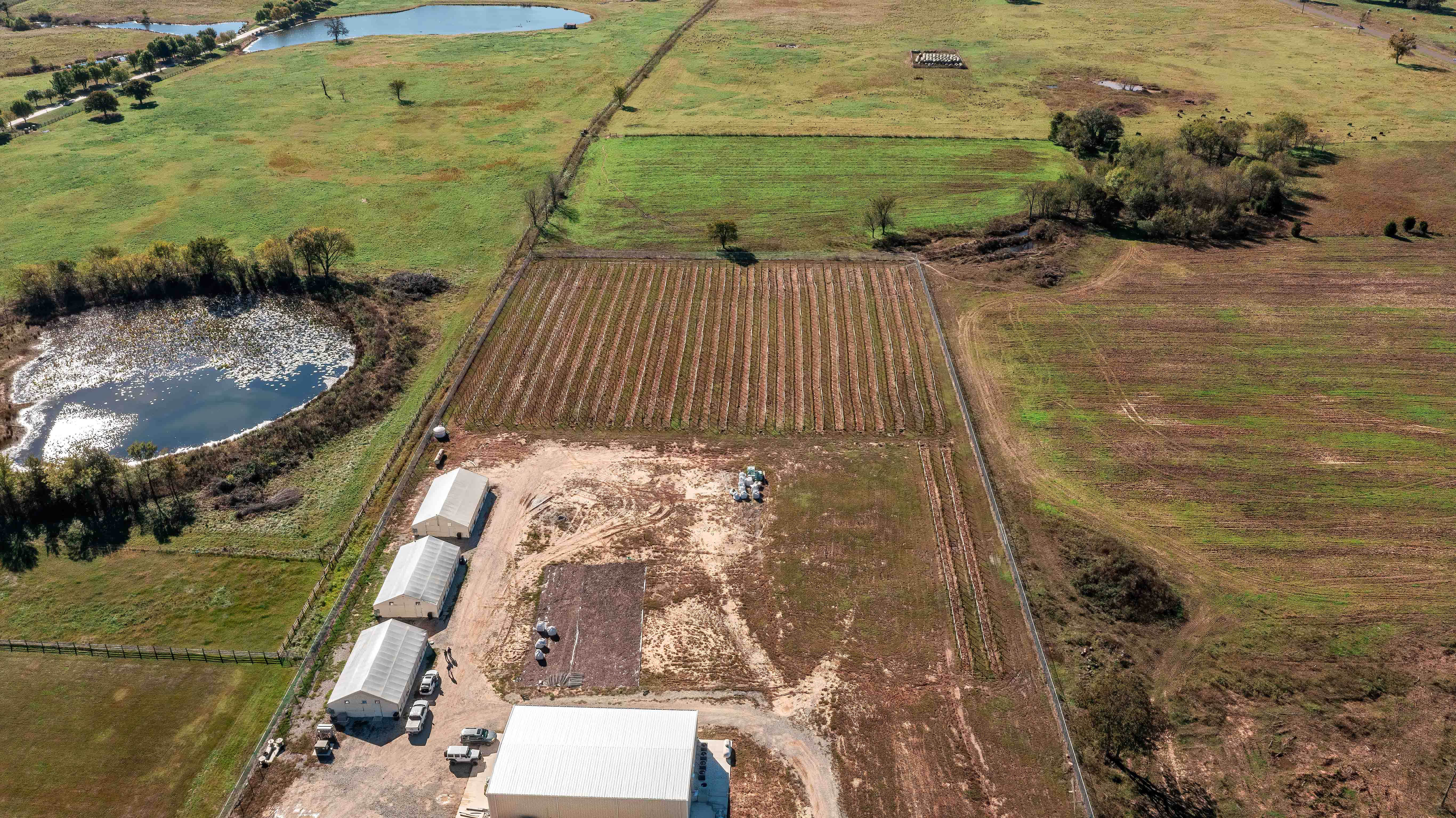 aerial view of legal cannibis grow operation in Oklahoma