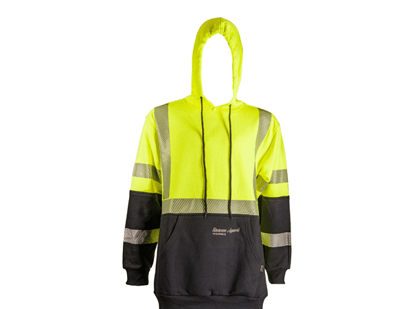 High-Viz Hoodie 360 degree rotation hi-viz hoodie rotating 4 views shot in studio