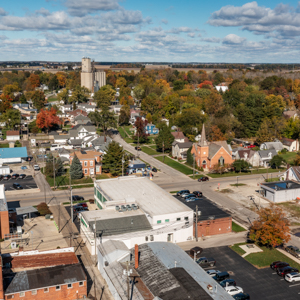 drone view of town
